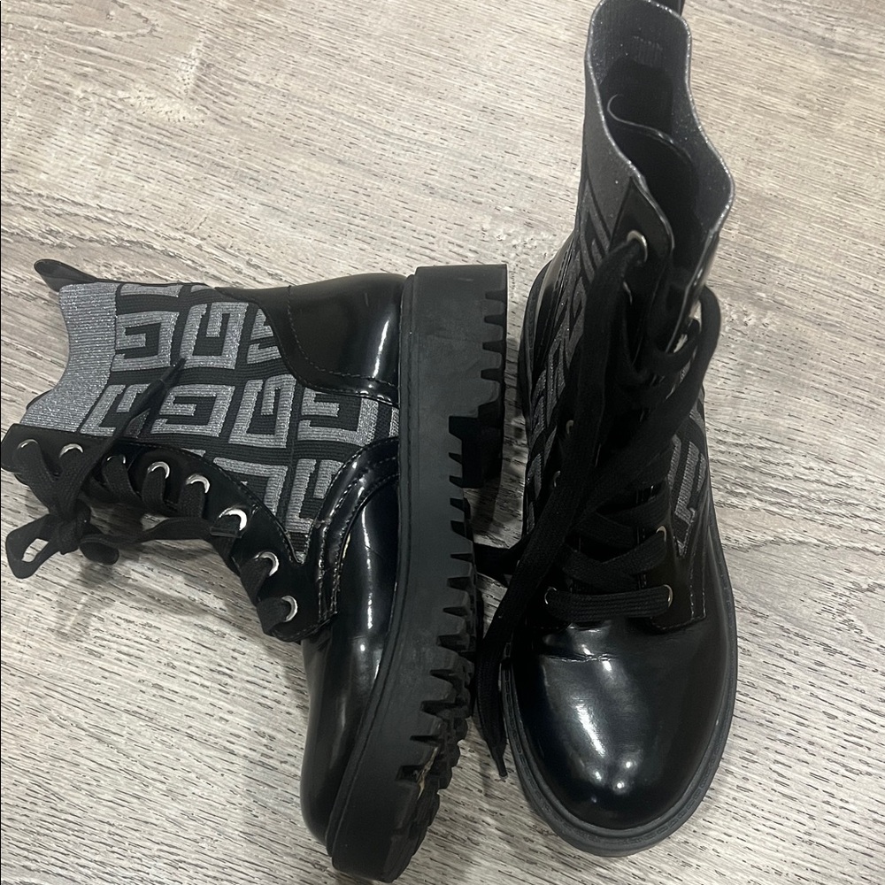 Guess Black and Silver Moto Boots